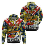 Personalised Cowboys ANZAC Day Zip Hoodie Aboriginal Rising Sun