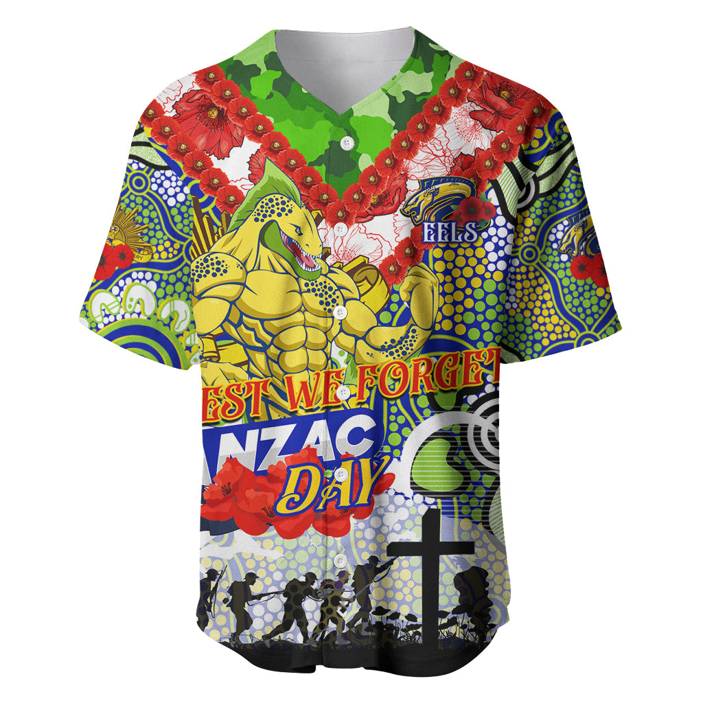 Personalised Eels ANZAC Day Baseball Jersey Aboriginal Rising Sun