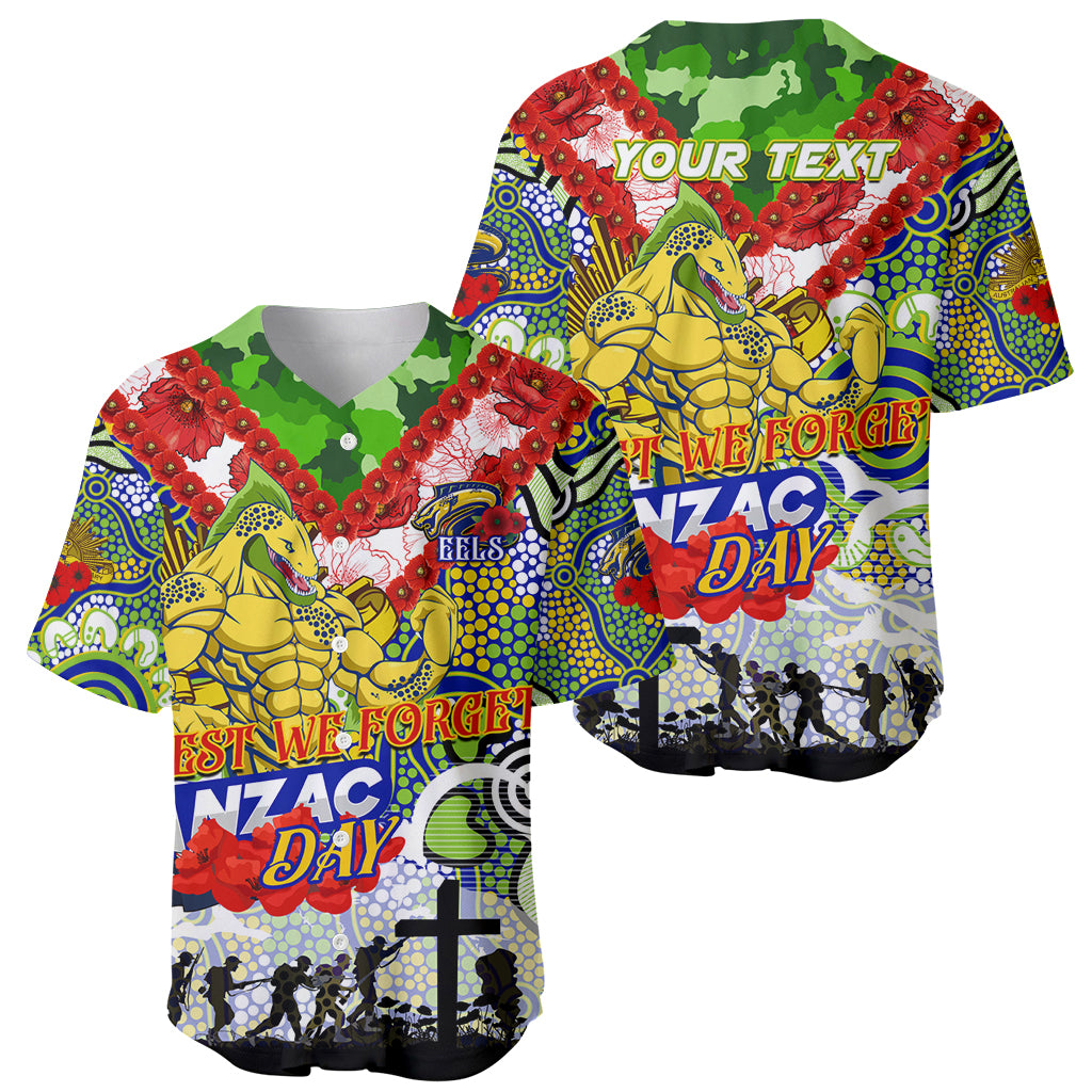 Personalised Eels ANZAC Day Baseball Jersey Aboriginal Rising Sun