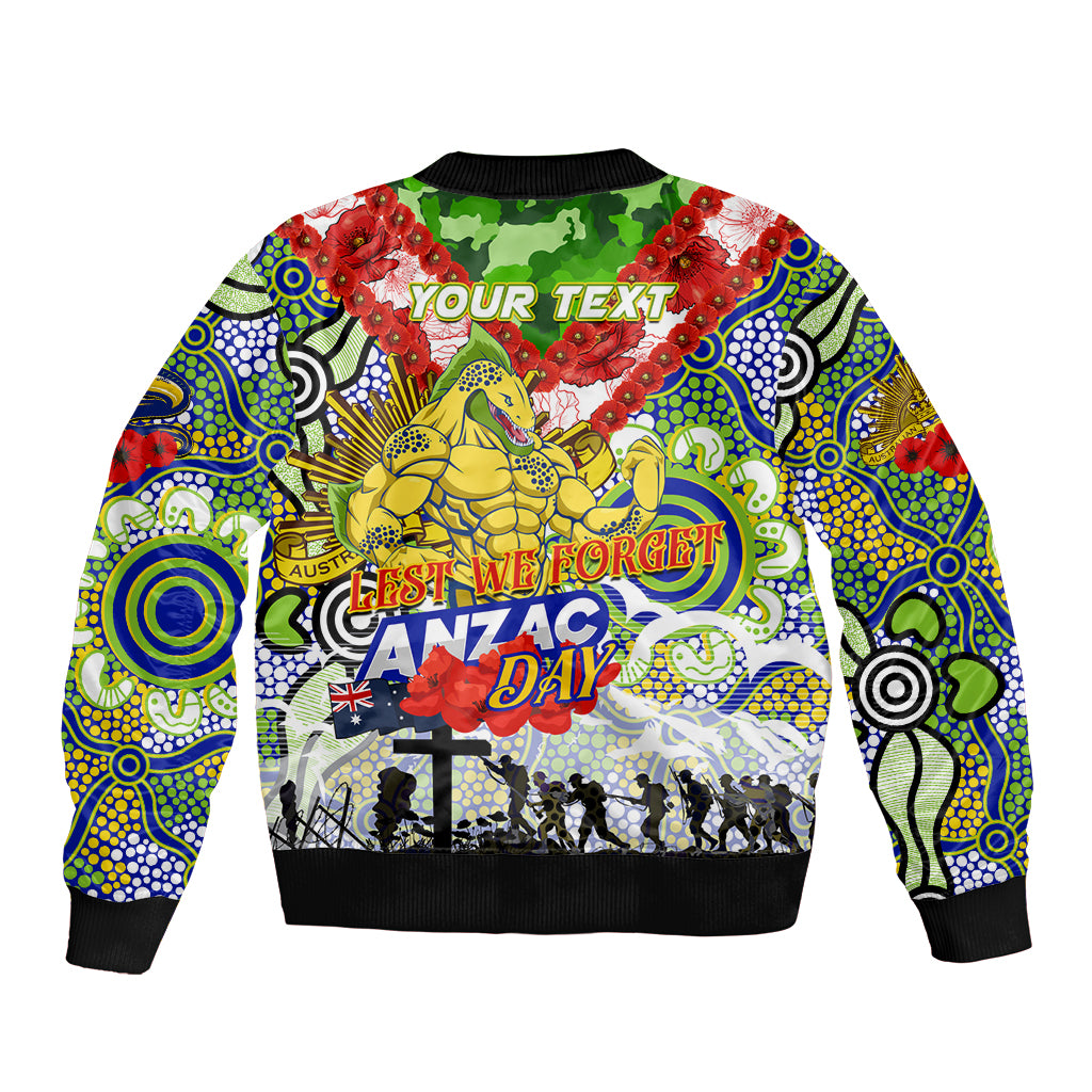 Personalised Eels ANZAC Day Bomber Jacket Aboriginal Rising Sun