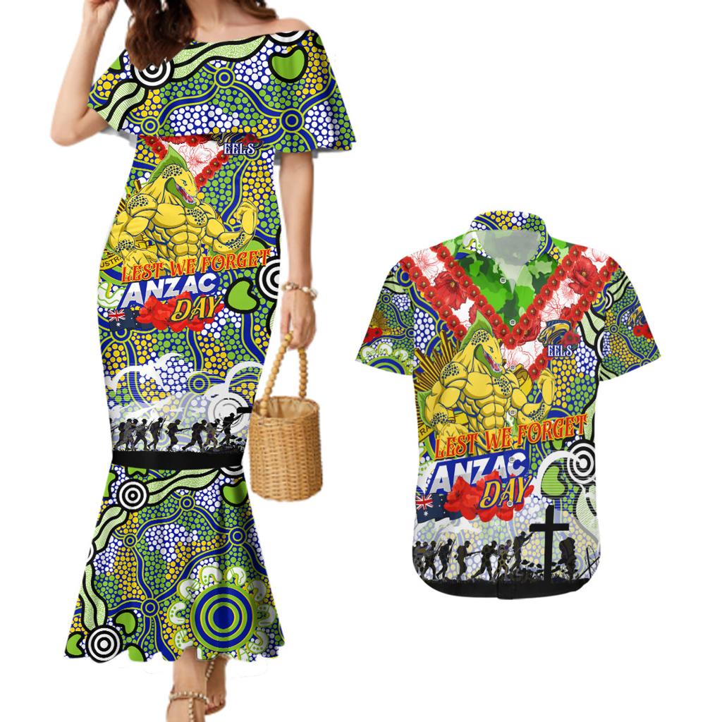 Personalised Eels ANZAC Day Couples Matching Mermaid Dress and Hawaiian Shirt Aboriginal Rising Sun