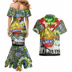 Personalised Eels ANZAC Day Couples Matching Mermaid Dress and Hawaiian Shirt Aboriginal Rising Sun
