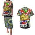 Personalised Eels ANZAC Day Couples Matching Puletasi and Hawaiian Shirt Aboriginal Rising Sun