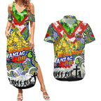 Personalised Eels ANZAC Day Couples Matching Summer Maxi Dress and Hawaiian Shirt Aboriginal Rising Sun