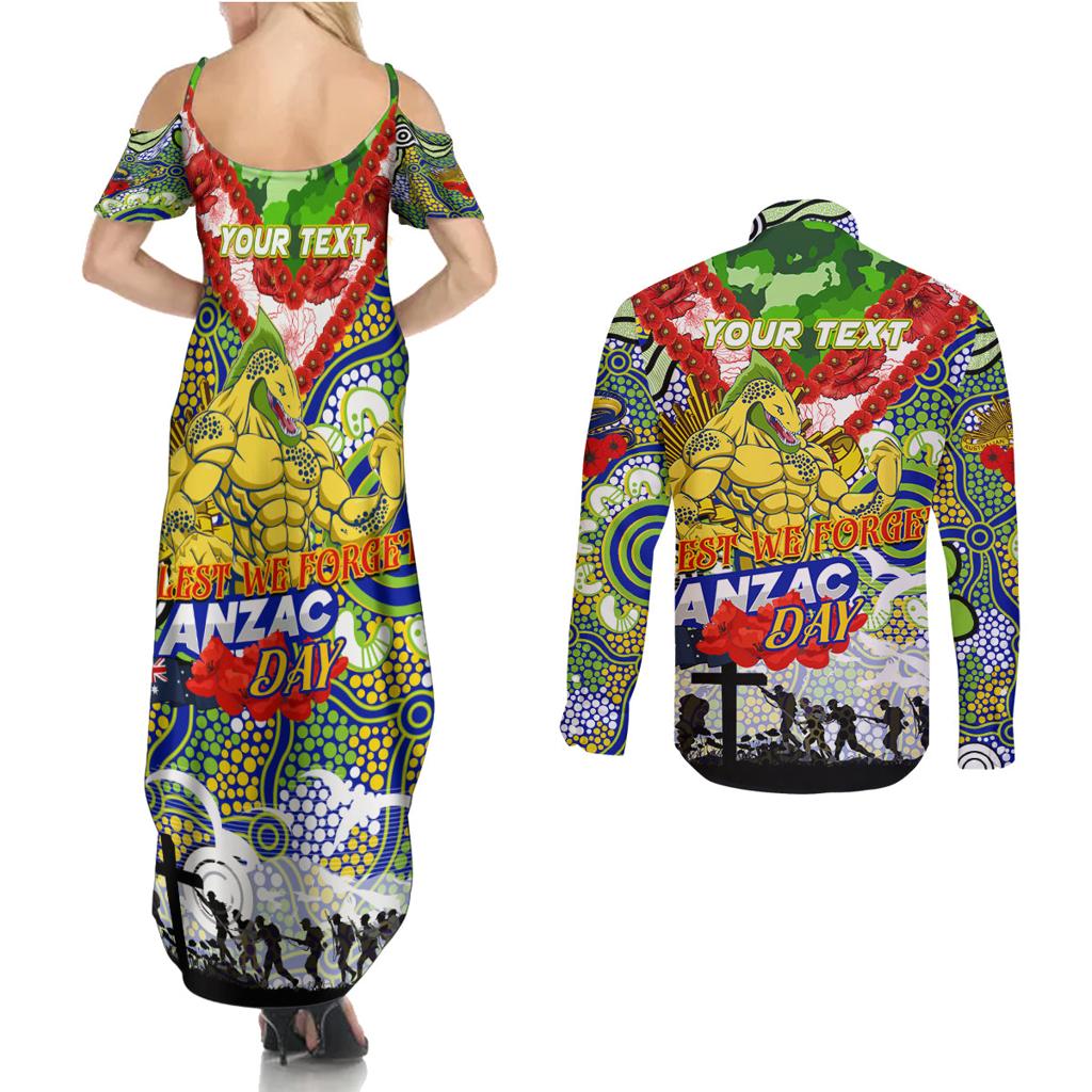 Personalised Eels ANZAC Day Couples Matching Summer Maxi Dress and Long Sleeve Button Shirt Aboriginal Rising Sun