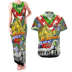 Personalised Eels ANZAC Day Couples Matching Tank Maxi Dress and Hawaiian Shirt Aboriginal Rising Sun