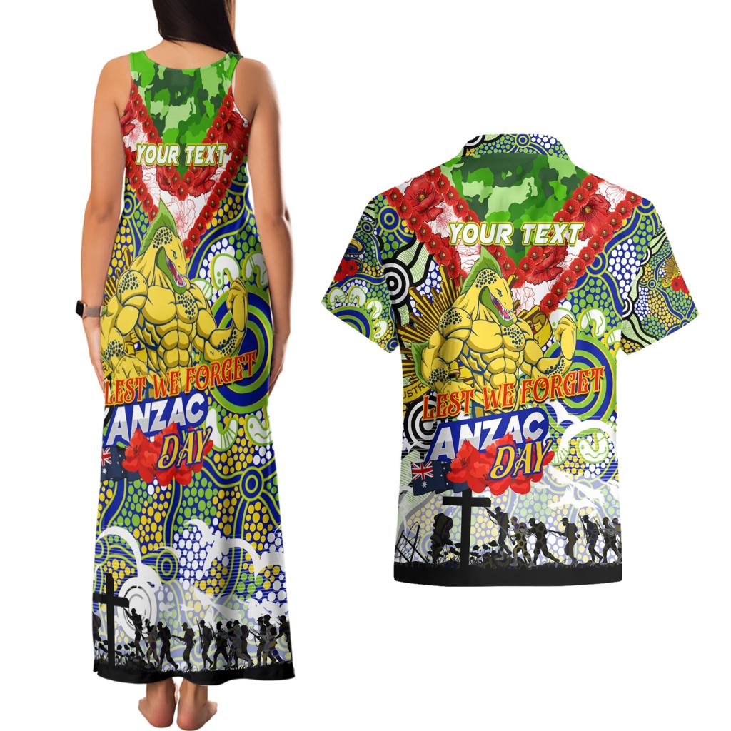 Personalised Eels ANZAC Day Couples Matching Tank Maxi Dress and Hawaiian Shirt Aboriginal Rising Sun