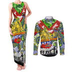 Personalised Eels ANZAC Day Couples Matching Tank Maxi Dress and Long Sleeve Button Shirt Aboriginal Rising Sun
