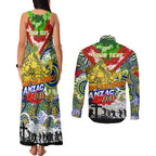 Personalised Eels ANZAC Day Couples Matching Tank Maxi Dress and Long Sleeve Button Shirt Aboriginal Rising Sun
