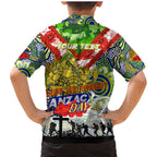 Personalised Eels ANZAC Day Family Matching Mermaid Dress and Hawaiian Shirt Aboriginal Rising Sun