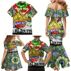 Personalised Eels ANZAC Day Family Matching Mermaid Dress and Hawaiian Shirt Aboriginal Rising Sun