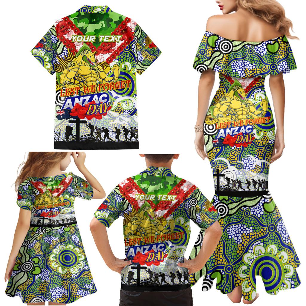 Personalised Eels ANZAC Day Family Matching Mermaid Dress and Hawaiian Shirt Aboriginal Rising Sun