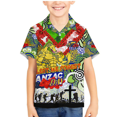 Personalised Eels ANZAC Day Family Matching Mermaid Dress and Hawaiian Shirt Aboriginal Rising Sun
