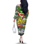 Personalised Eels ANZAC Day Family Matching Off The Shoulder Long Sleeve Dress and Hawaiian Shirt Aboriginal Rising Sun