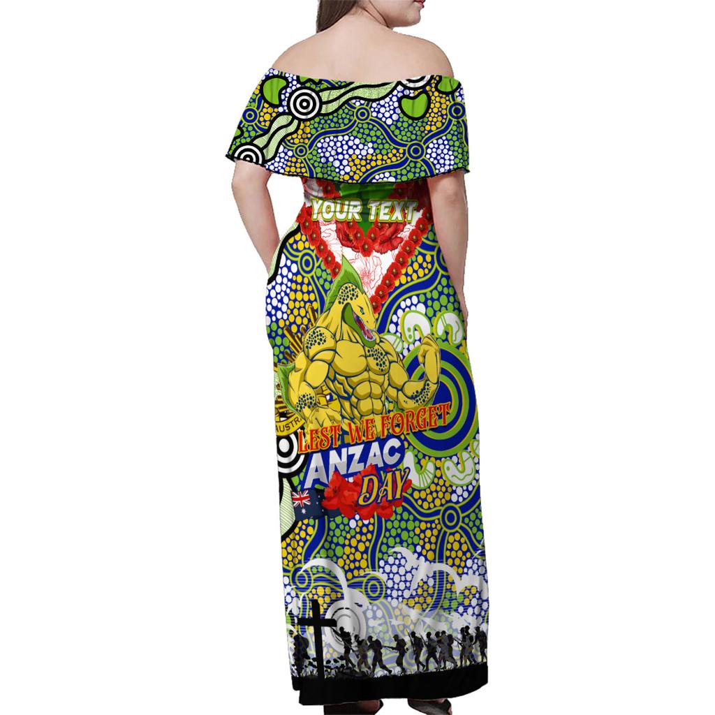 Personalised Eels ANZAC Day Family Matching Off Shoulder Maxi Dress and Hawaiian Shirt Aboriginal Rising Sun