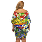 Personalised Eels ANZAC Day Family Matching Off Shoulder Short Dress and Hawaiian Shirt Aboriginal Rising Sun