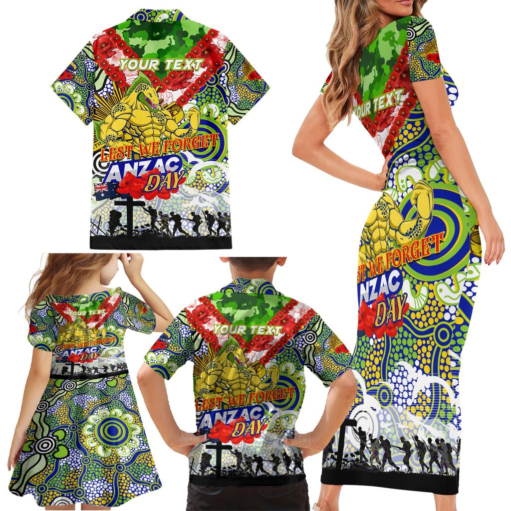 Personalised Eels ANZAC Day Family Matching Short Sleeve Bodycon Dress and Hawaiian Shirt Aboriginal Rising Sun