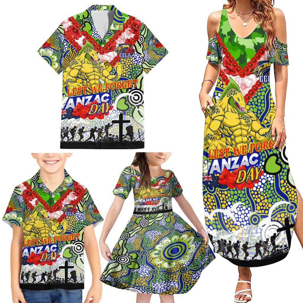 Personalised Eels ANZAC Day Family Matching Summer Maxi Dress and Hawaiian Shirt Aboriginal Rising Sun