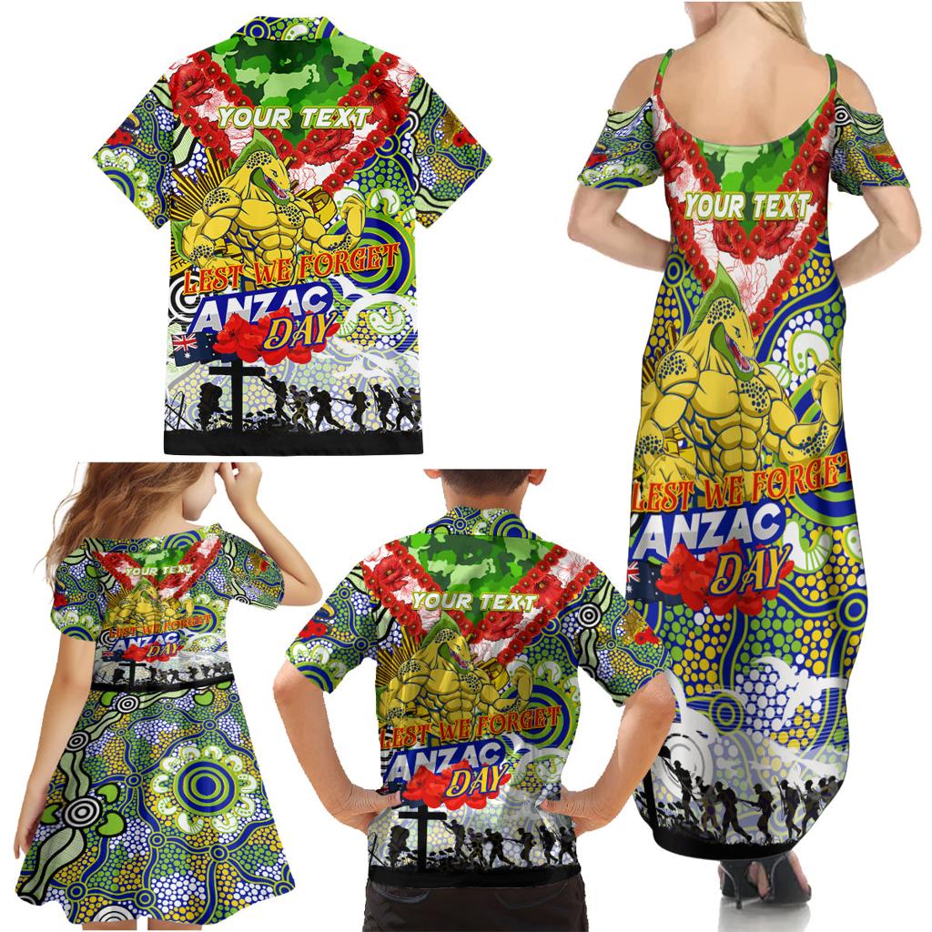 Personalised Eels ANZAC Day Family Matching Summer Maxi Dress and Hawaiian Shirt Aboriginal Rising Sun