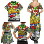 Personalised Eels ANZAC Day Family Matching Summer Maxi Dress and Hawaiian Shirt Aboriginal Rising Sun