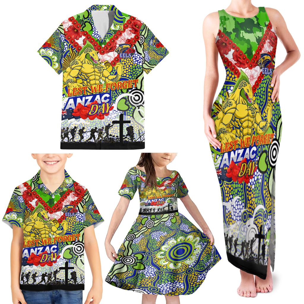 Personalised Eels ANZAC Day Family Matching Tank Maxi Dress and Hawaiian Shirt Aboriginal Rising Sun