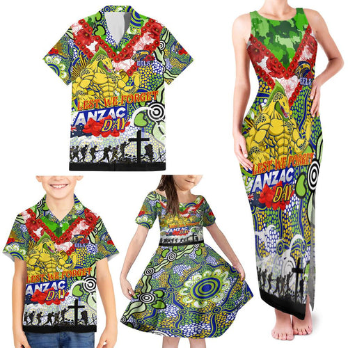 Personalised Eels ANZAC Day Family Matching Tank Maxi Dress and Hawaiian Shirt Aboriginal Rising Sun