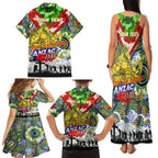 Personalised Eels ANZAC Day Family Matching Tank Maxi Dress and Hawaiian Shirt Aboriginal Rising Sun