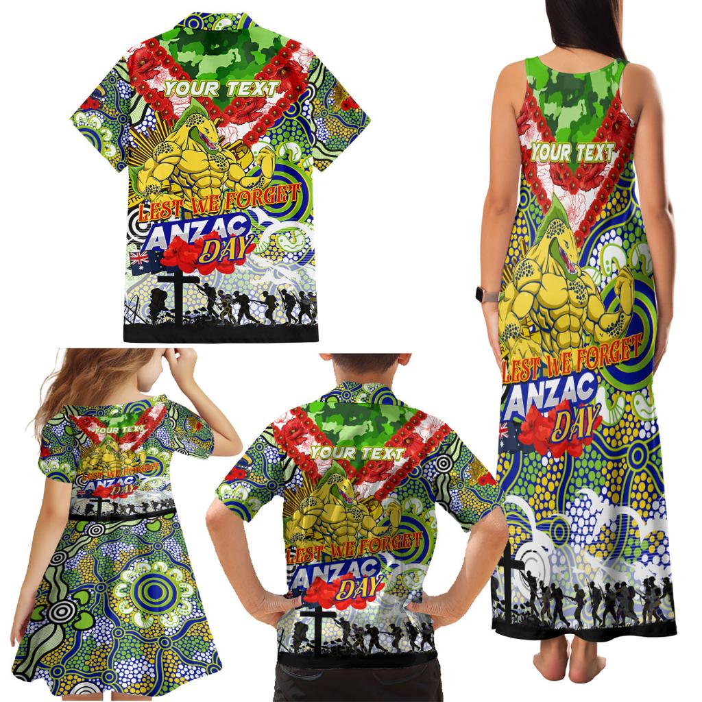 Personalised Eels ANZAC Day Family Matching Tank Maxi Dress and Hawaiian Shirt Aboriginal Rising Sun