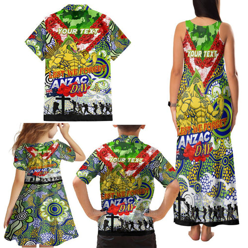 Personalised Eels ANZAC Day Family Matching Tank Maxi Dress and Hawaiian Shirt Aboriginal Rising Sun