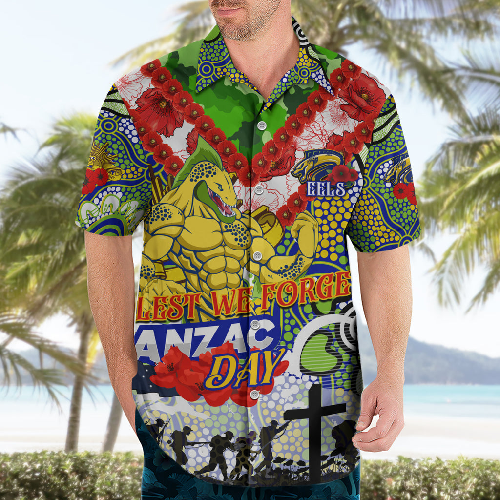 Personalised Eels ANZAC Day Hawaiian Shirt Aboriginal Rising Sun