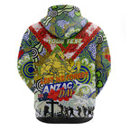 Personalised Eels ANZAC Day Hoodie Aboriginal Rising Sun