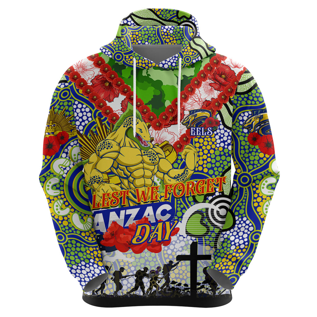 Personalised Eels ANZAC Day Hoodie Aboriginal Rising Sun