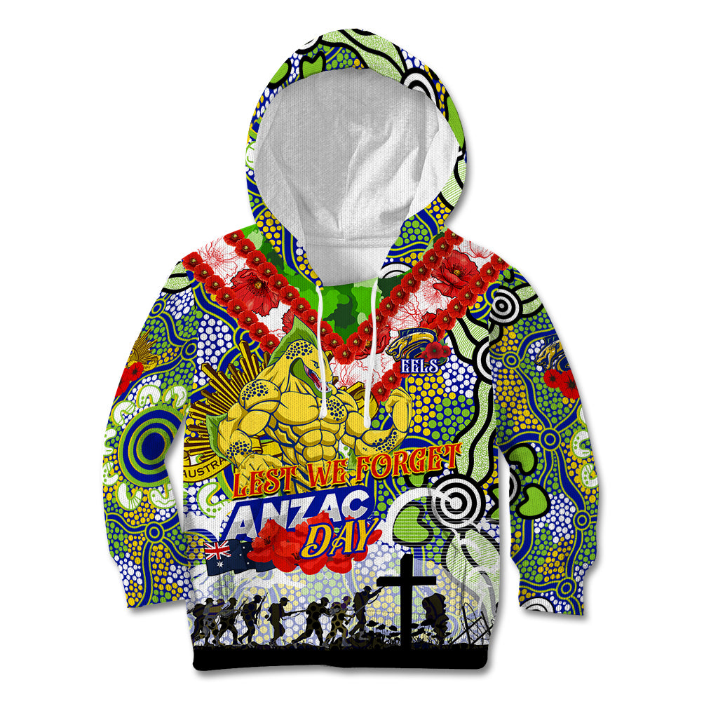 Personalised Eels ANZAC Day Kid Hoodie Aboriginal Rising Sun