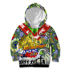 Personalised Eels ANZAC Day Kid Hoodie Aboriginal Rising Sun