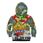 Personalised Eels ANZAC Day Kid Hoodie Aboriginal Rising Sun