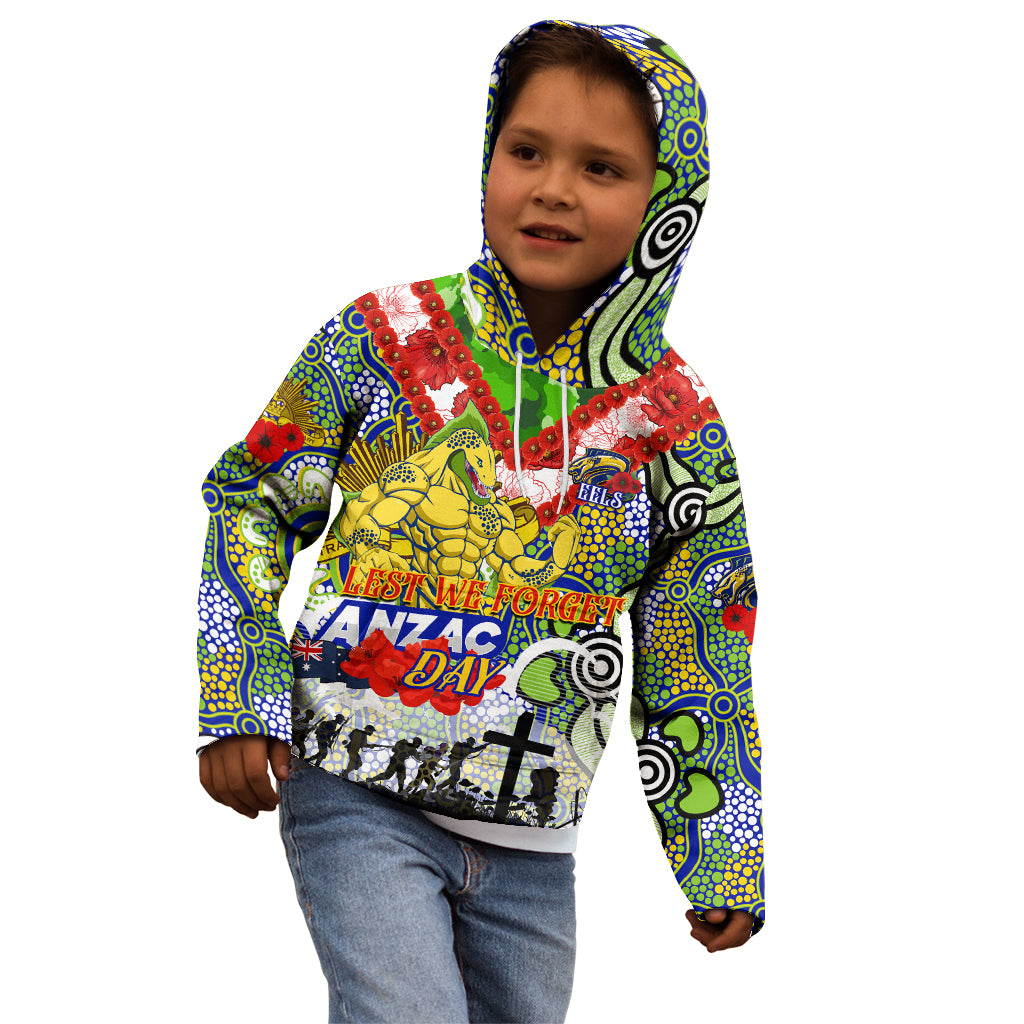 Personalised Eels ANZAC Day Kid Hoodie Aboriginal Rising Sun