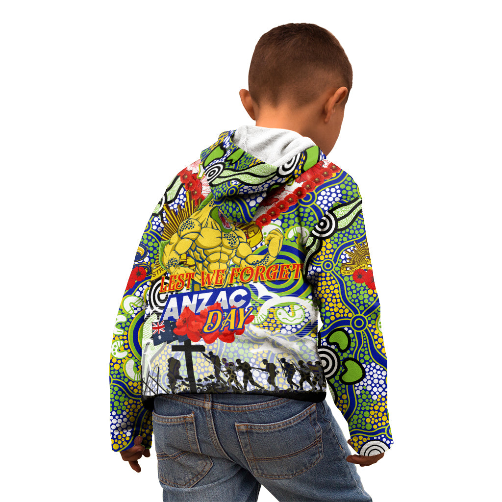 Personalised Eels ANZAC Day Kid Hoodie Aboriginal Rising Sun