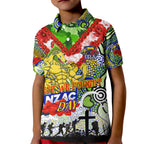 Personalised Eels ANZAC Day Kid Polo Shirt Aboriginal Rising Sun