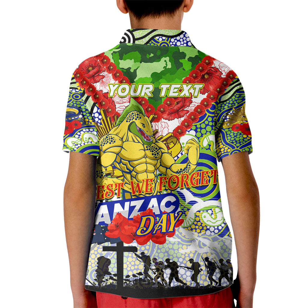 Personalised Eels ANZAC Day Kid Polo Shirt Aboriginal Rising Sun