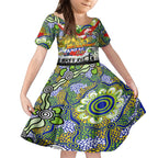 Personalised Eels ANZAC Day Kid Short Sleeve Dress Aboriginal Rising Sun