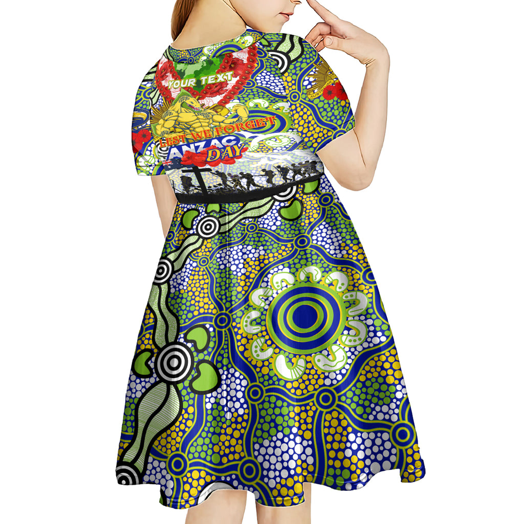 Personalised Eels ANZAC Day Kid Short Sleeve Dress Aboriginal Rising Sun