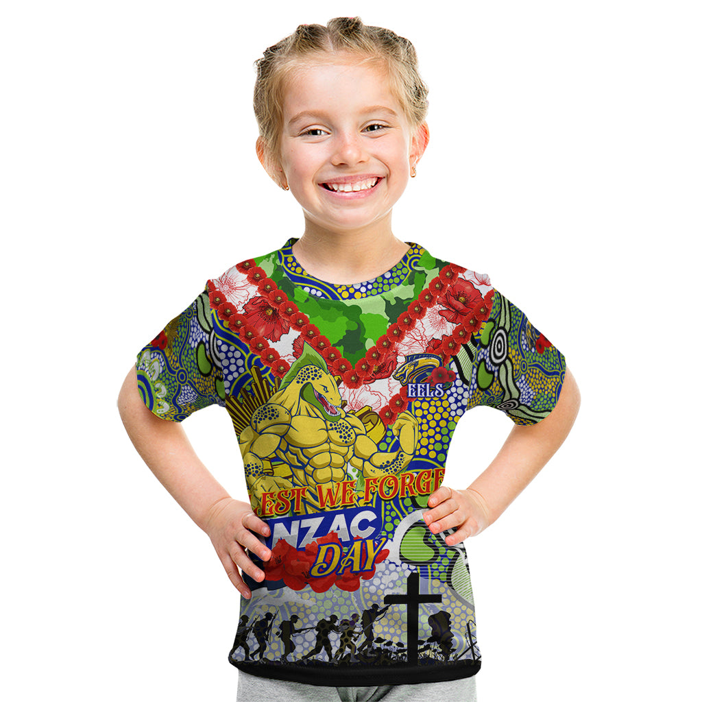 Personalised Eels ANZAC Day Kid T Shirt Aboriginal Rising Sun