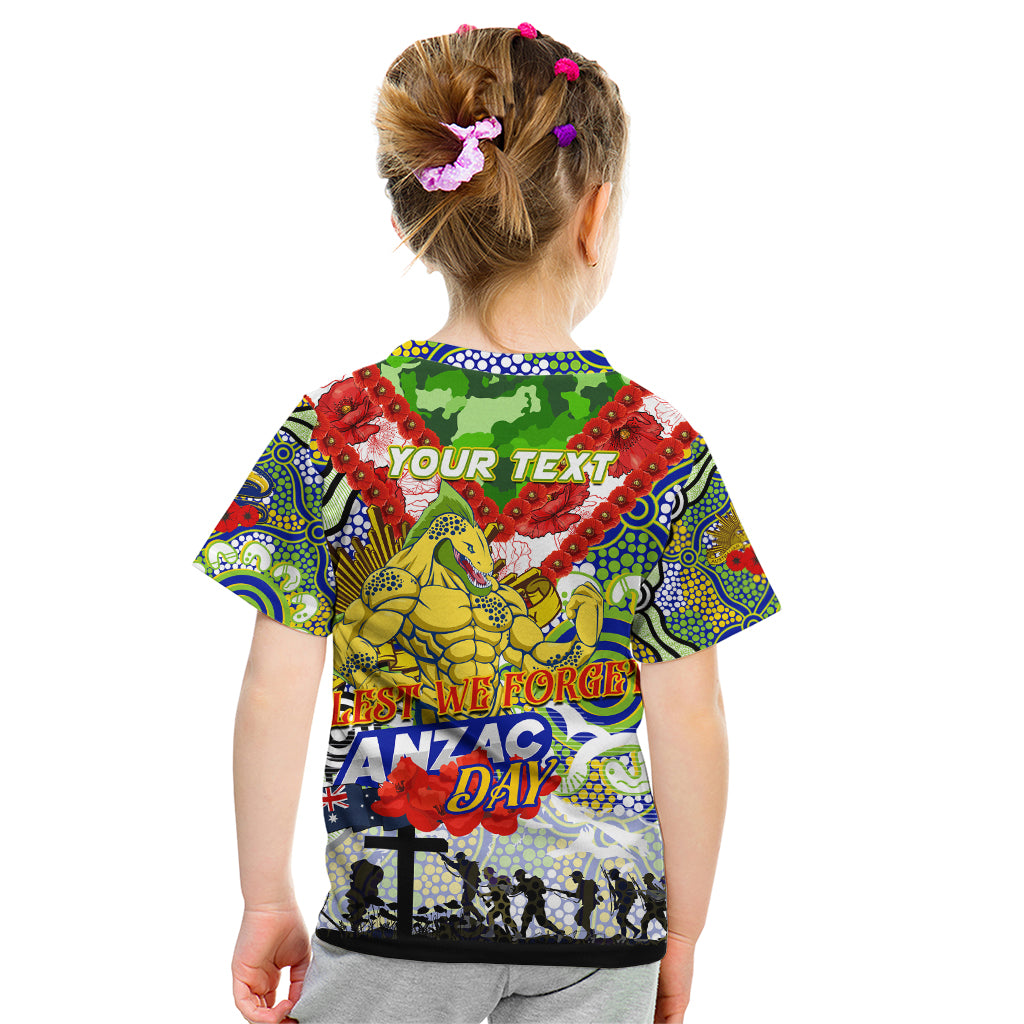 Personalised Eels ANZAC Day Kid T Shirt Aboriginal Rising Sun