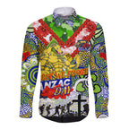 Personalised Eels ANZAC Day Long Sleeve Button Shirt Aboriginal Rising Sun