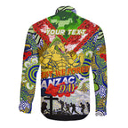 Personalised Eels ANZAC Day Long Sleeve Button Shirt Aboriginal Rising Sun