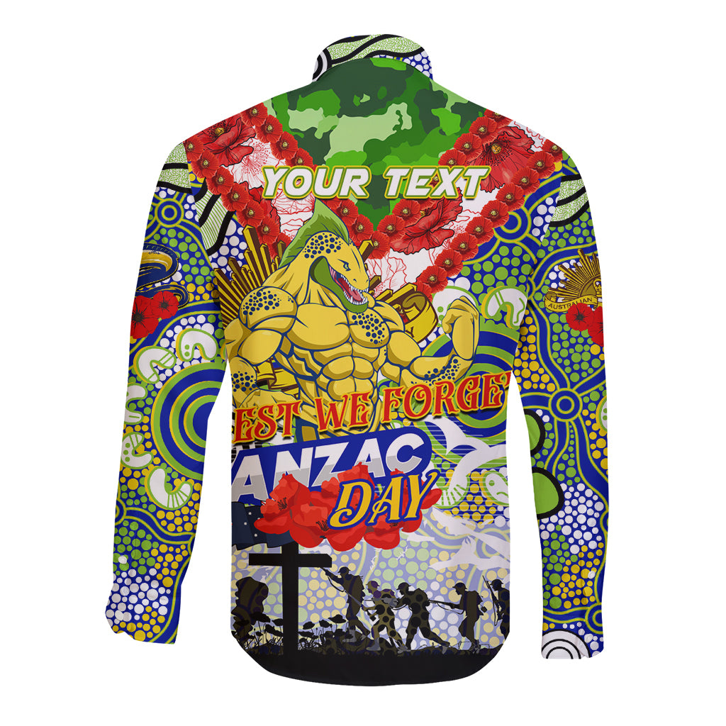 Personalised Eels ANZAC Day Long Sleeve Button Shirt Aboriginal Rising Sun