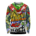 Personalised Eels ANZAC Day Long Sleeve Shirt Aboriginal Rising Sun