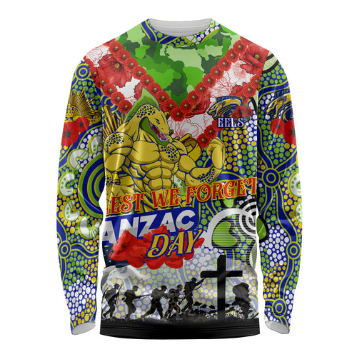 Personalised Eels ANZAC Day Long Sleeve Shirt Aboriginal Rising Sun