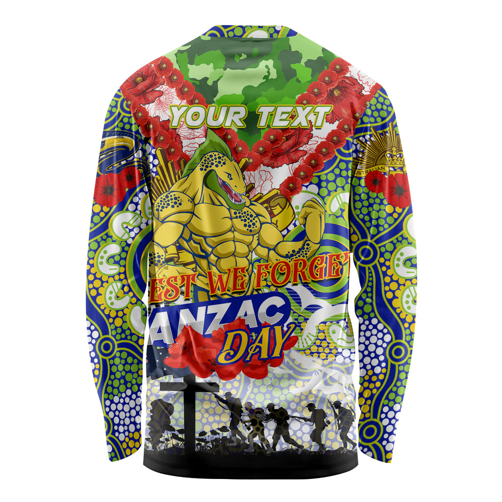 Personalised Eels ANZAC Day Long Sleeve Shirt Aboriginal Rising Sun