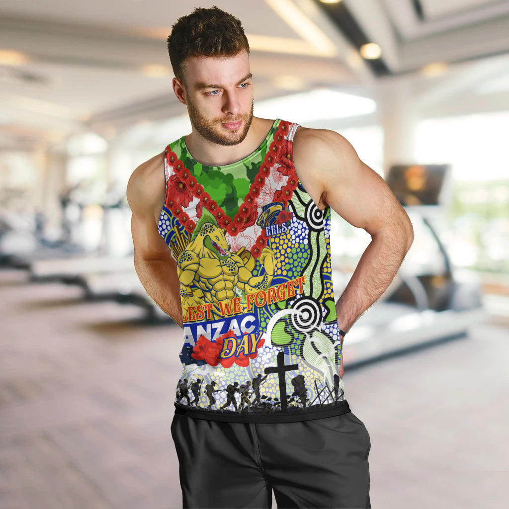 Personalised Eels ANZAC Day Men Tank Top Aboriginal Rising Sun